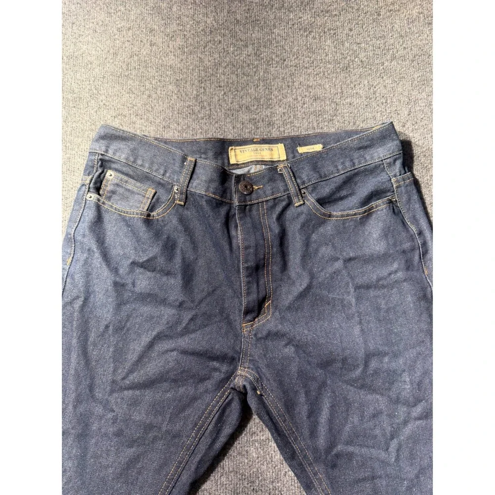 Vintage Genes 1891 Slim Fit Jeans Mens 34x30 Dark Wash Indigo Denim Pants